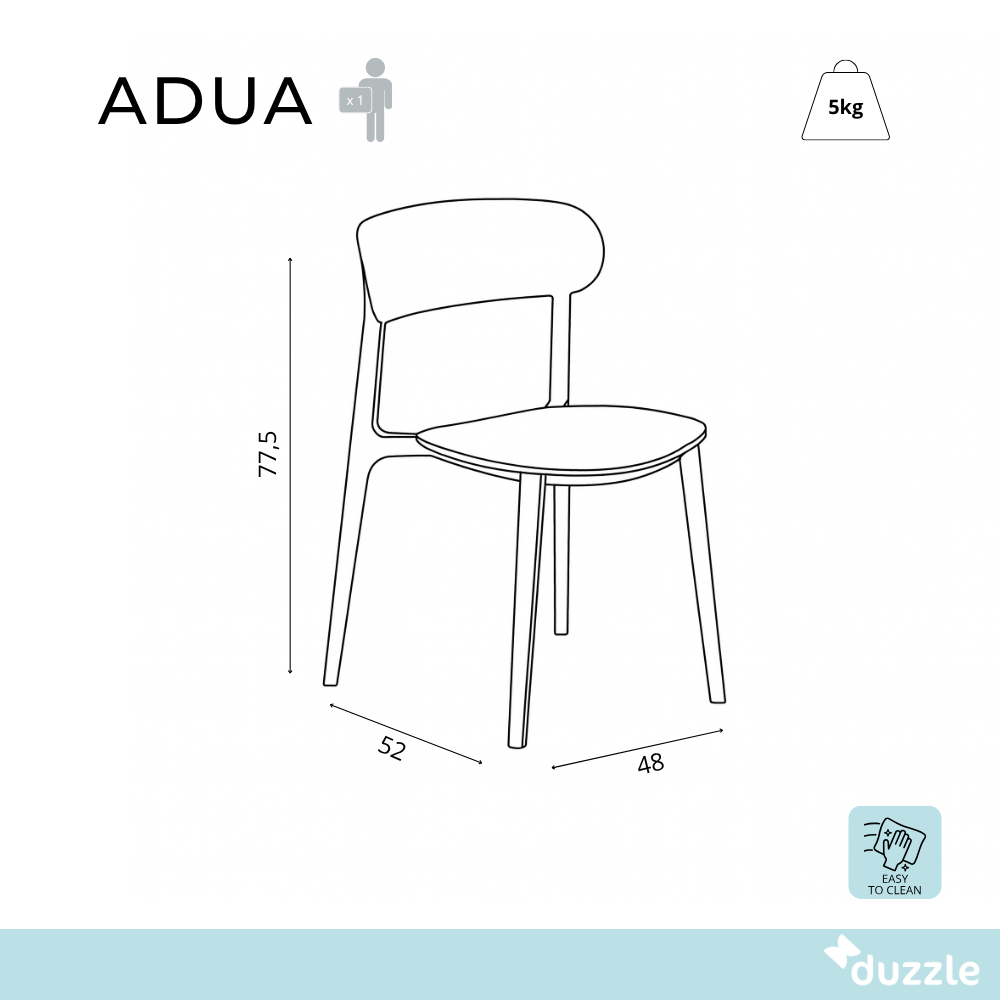 Adua, Set di 4 Sedie in polipropilene (52cm X 48cm H. 77,5cm)