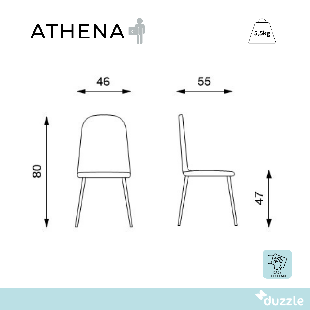 Athena, Set di 4 Sedie in polipropilene (46cm X 55cm H. 80cm)