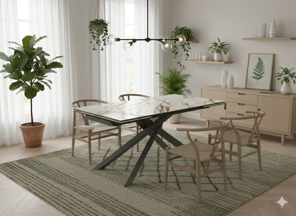 Axis, Tavolo allungabile con top in ceramica su vetro (90cm X 160-240cm H. 76cm)