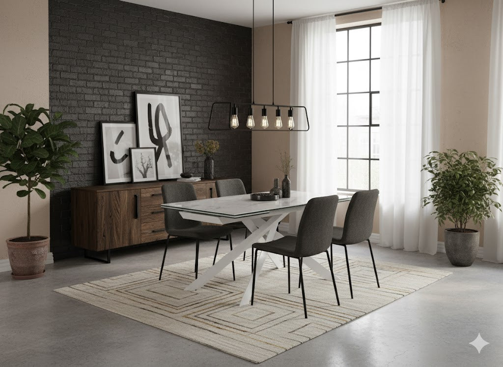 Axis, Tavolo allungabile con top in ceramica su vetro (90cm X 160-240cm H. 76cm)