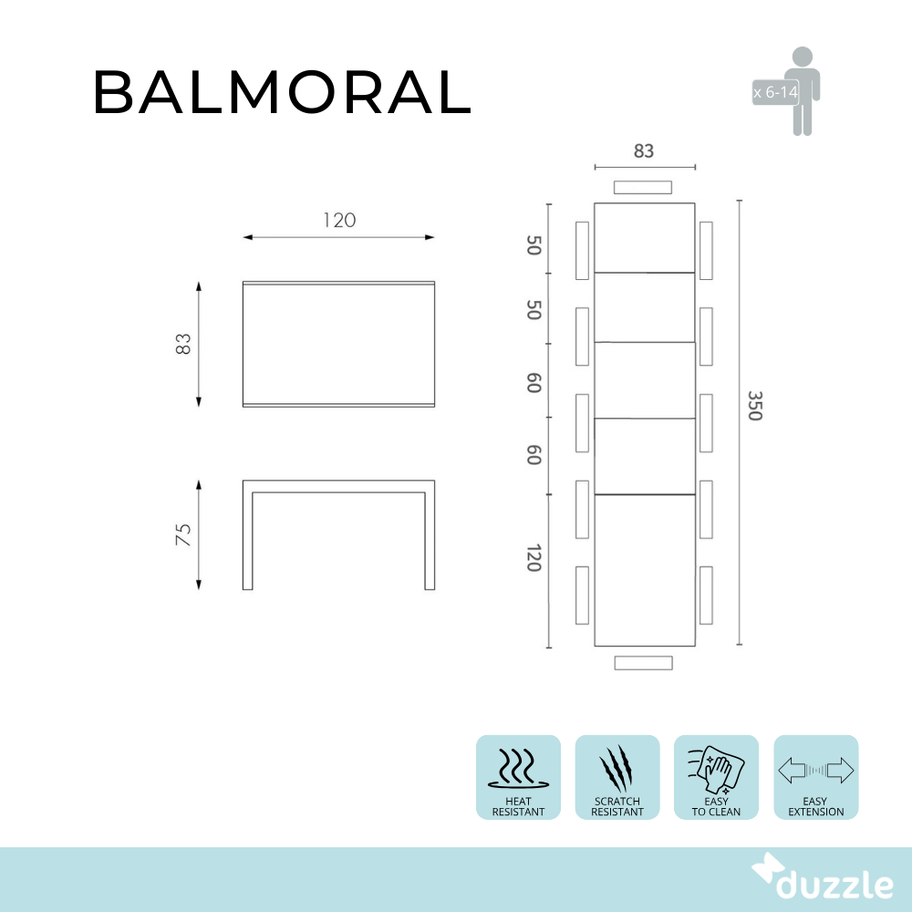 Balmoral, Tavolo allungabile (83cm X 120/175/230/290/350cm H. 75cm)