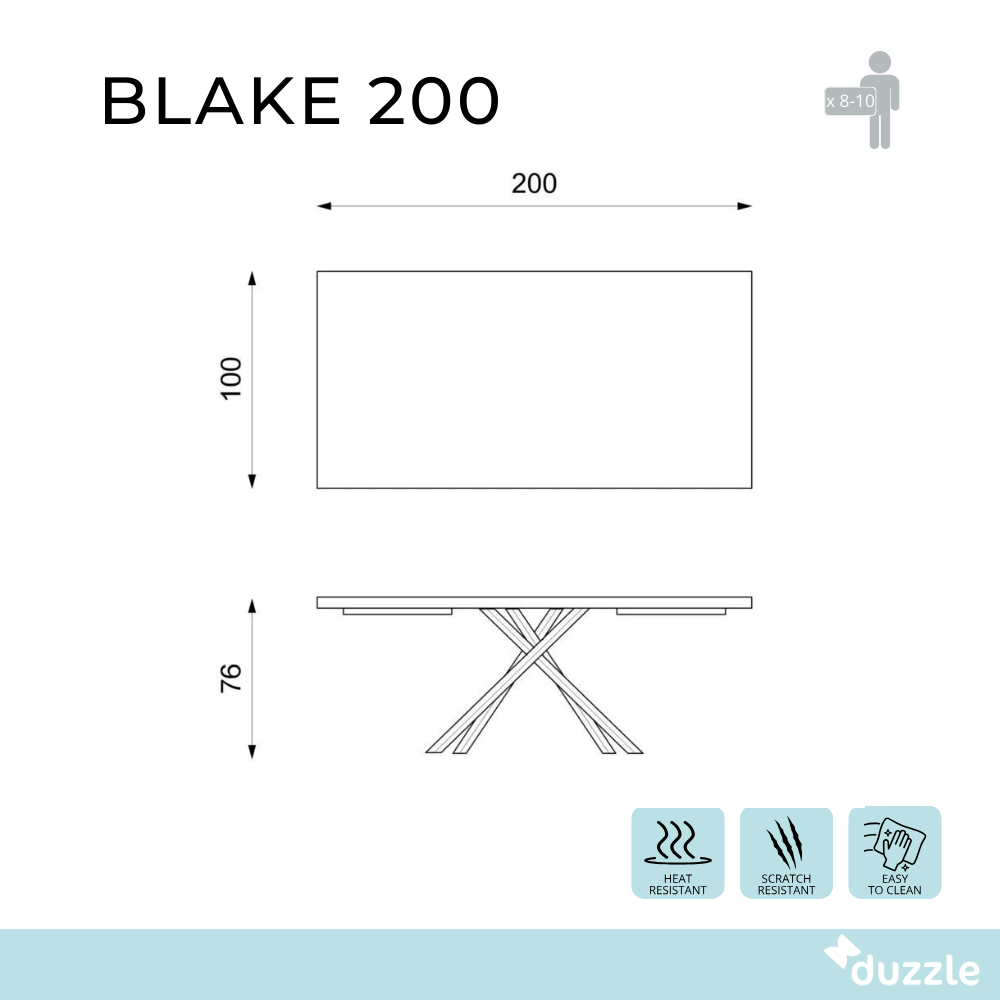 Blake, Tavolo fisso (100cm X 200cm H. 76cm) Made in Italy