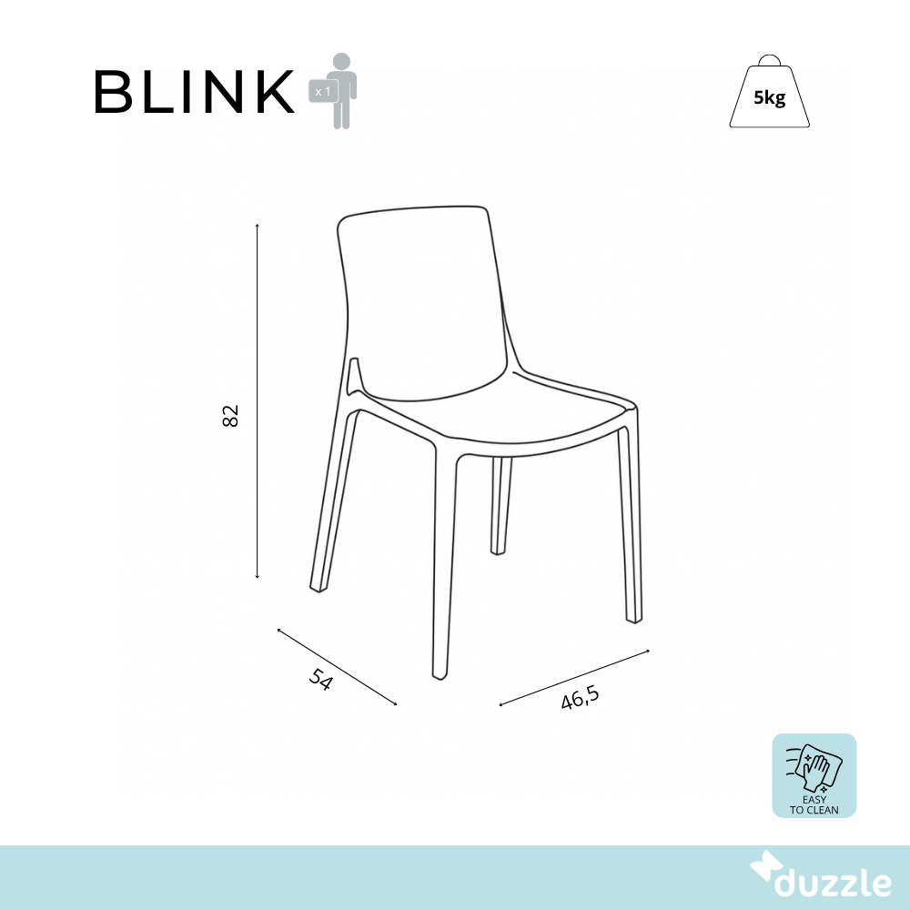 Blink, Set di 4 Sedie in policarbonato (46.5cm X 54cm H. 82cm)