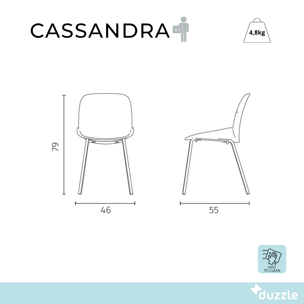 Cassandra, Set di 4 Sedie in polipropilene (55cm X 46cm H. 79cm)