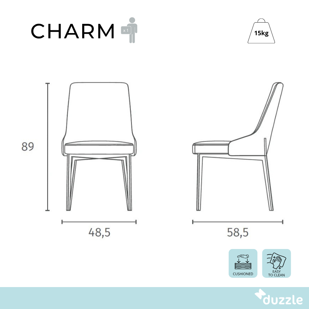 Charm, Set di 4 Sedie in tessuto (48cm X 58.5cm H. 89cm)