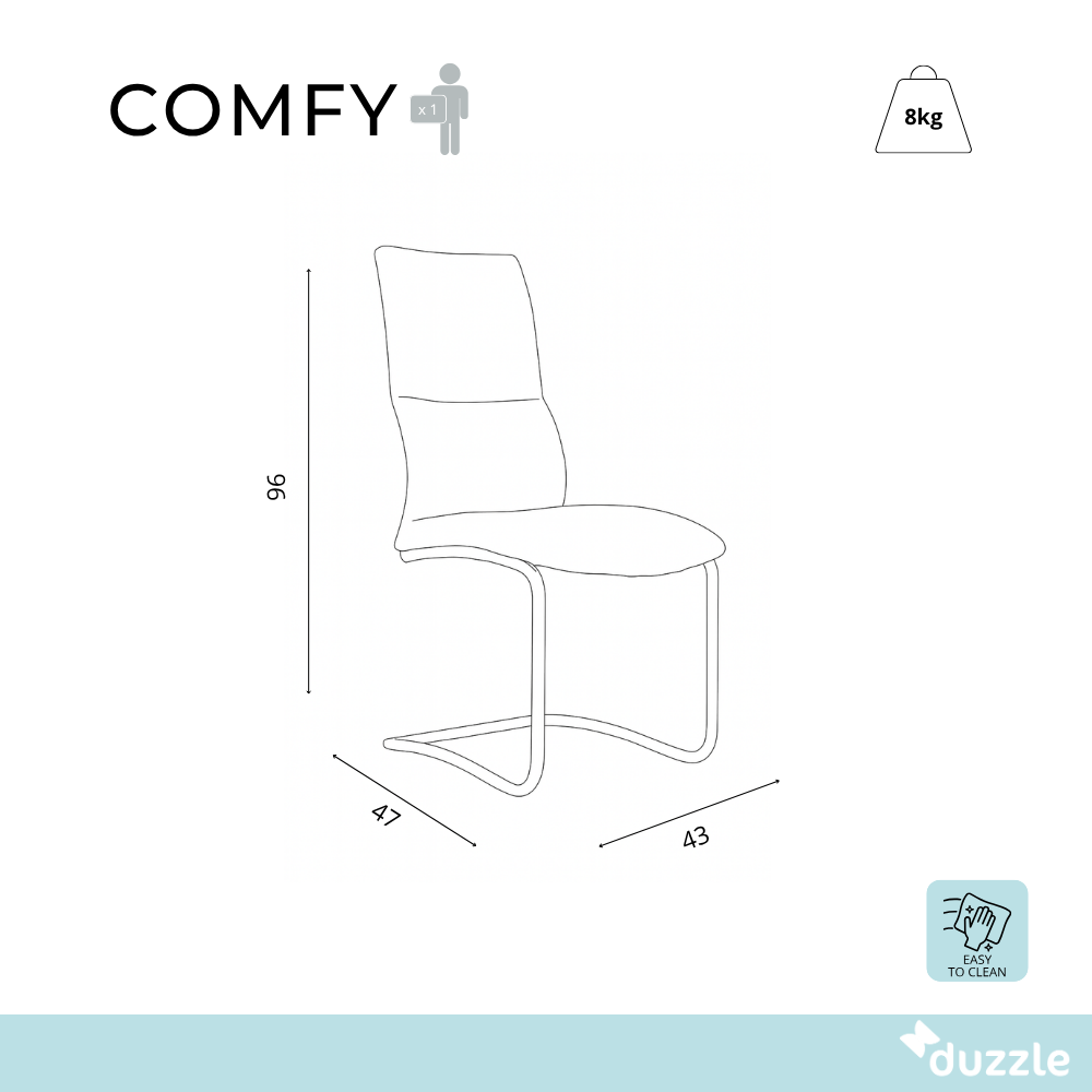 Comfy, Set di 2 Sedie in tessuto (47cm X 43cm H. 96cm)