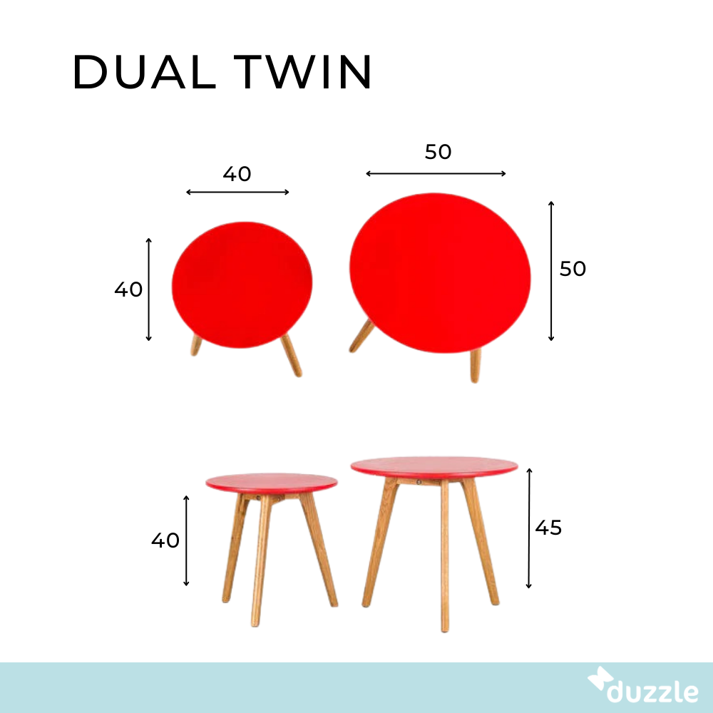 Dual twin, Set di 2 tavolini (50cm X 50cm H.45cm - 40cm X 40cm H.40cm)