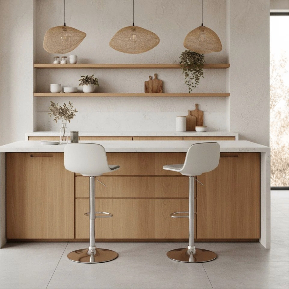 Jolly, Set di 2 Sgabelli in tessuto (38.5cm X 36cm H. 88/102cm)