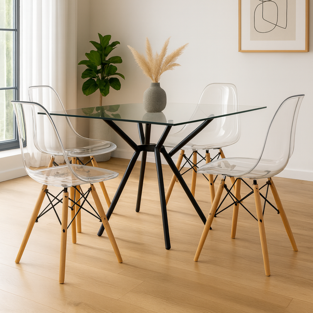 Casper, Set di 4 Sedie in policarbonato (47cm X 46cm H. 82cm)