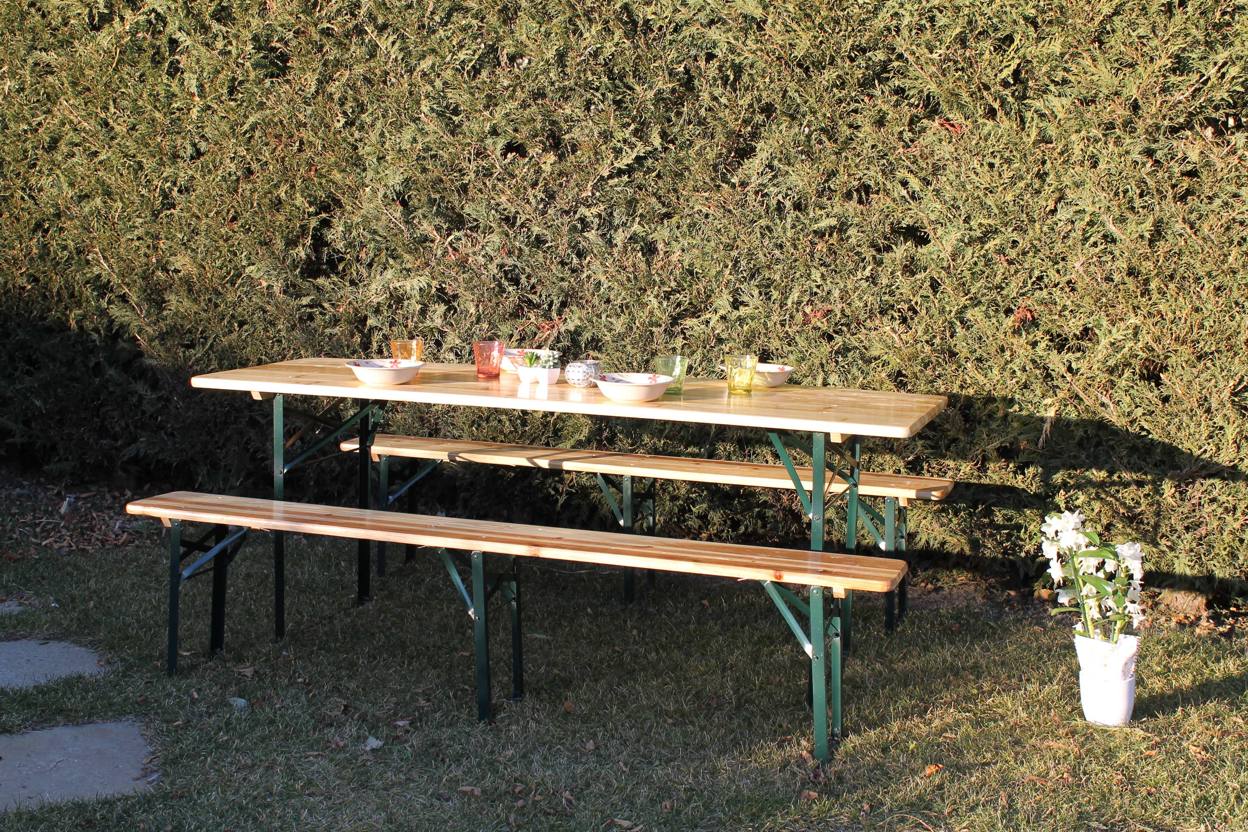 Boro, Set tavolo + panche 200x70cm