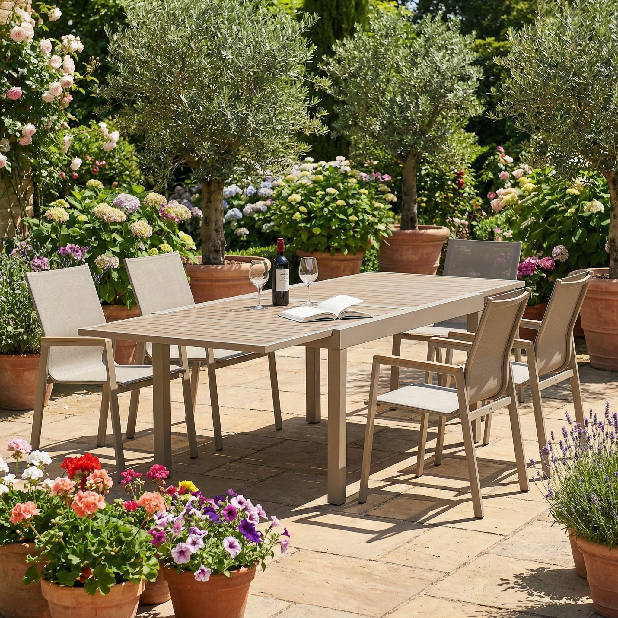 Leno, Tavolo da esterno allungabile 140/280x90cm