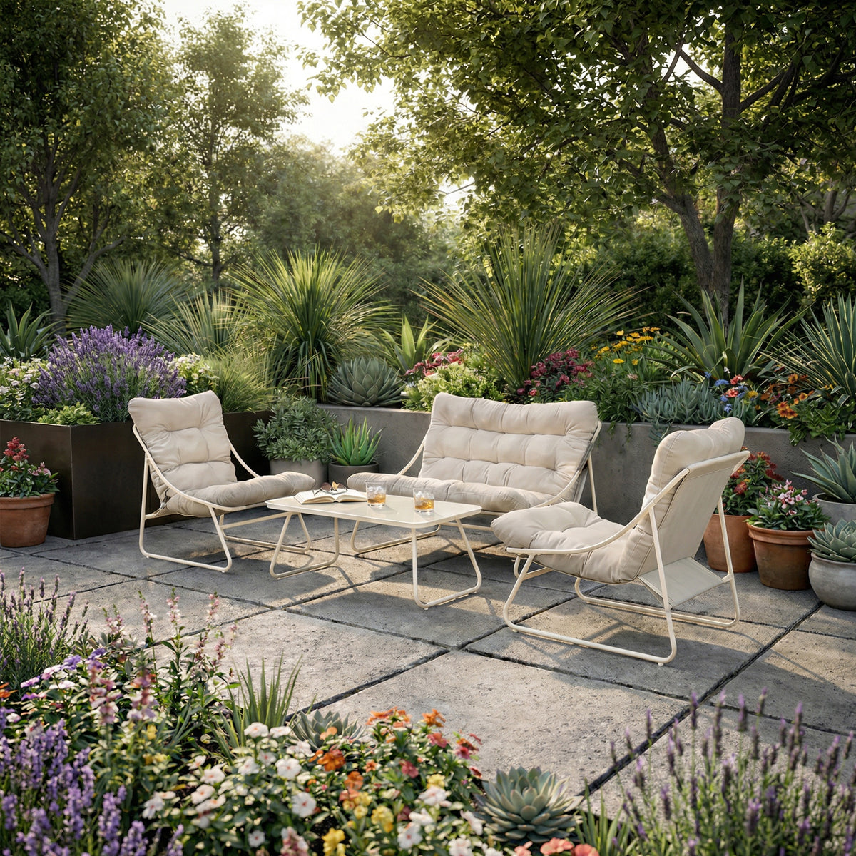 Vivo, Set salotto 2 poltrone + divano + tavolino 112x76cm
