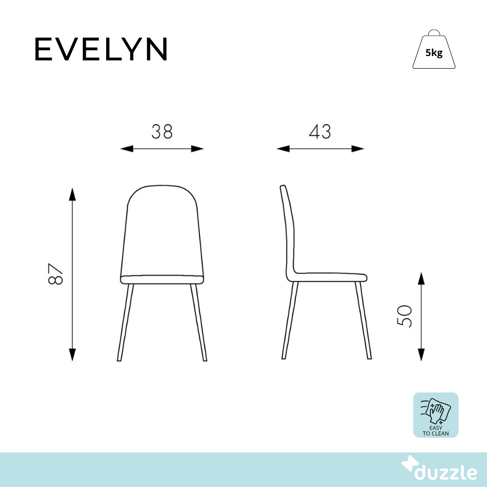 Evelyn, Set di 4 Sedie in similrattan (43cm X 38cm H. 86.5cm)