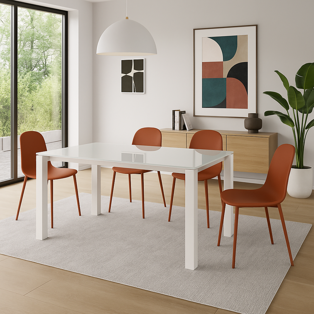 Function, Tavolo allungabile con top in vetro (80cm X 120-170cm H. 75cm)