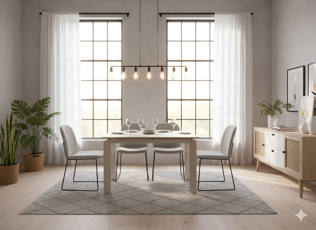 Function, Tavolo allungabile con top in vetro (80cm X 120-170cm H. 75cm)