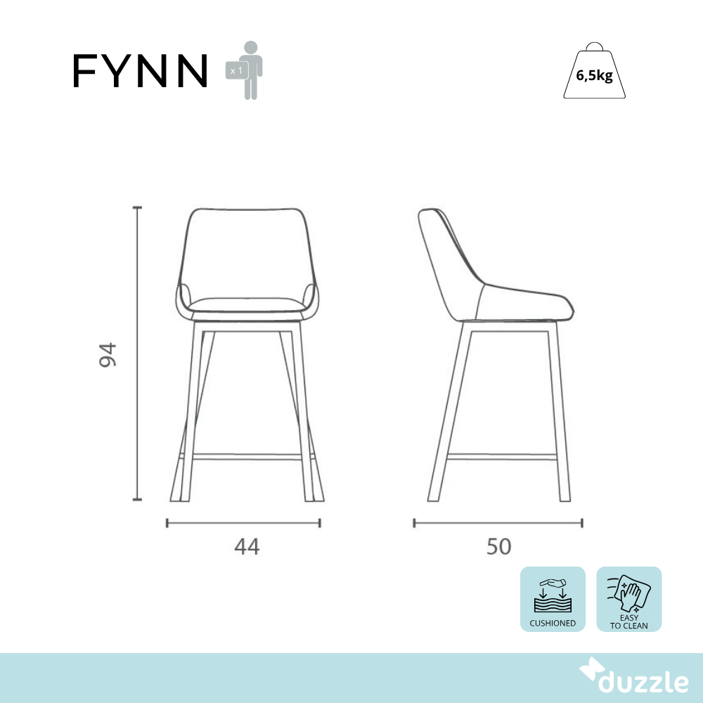 Fynn, Set di 2 Sgabelli in tessuto (50cm X 44cm H. 94cm)