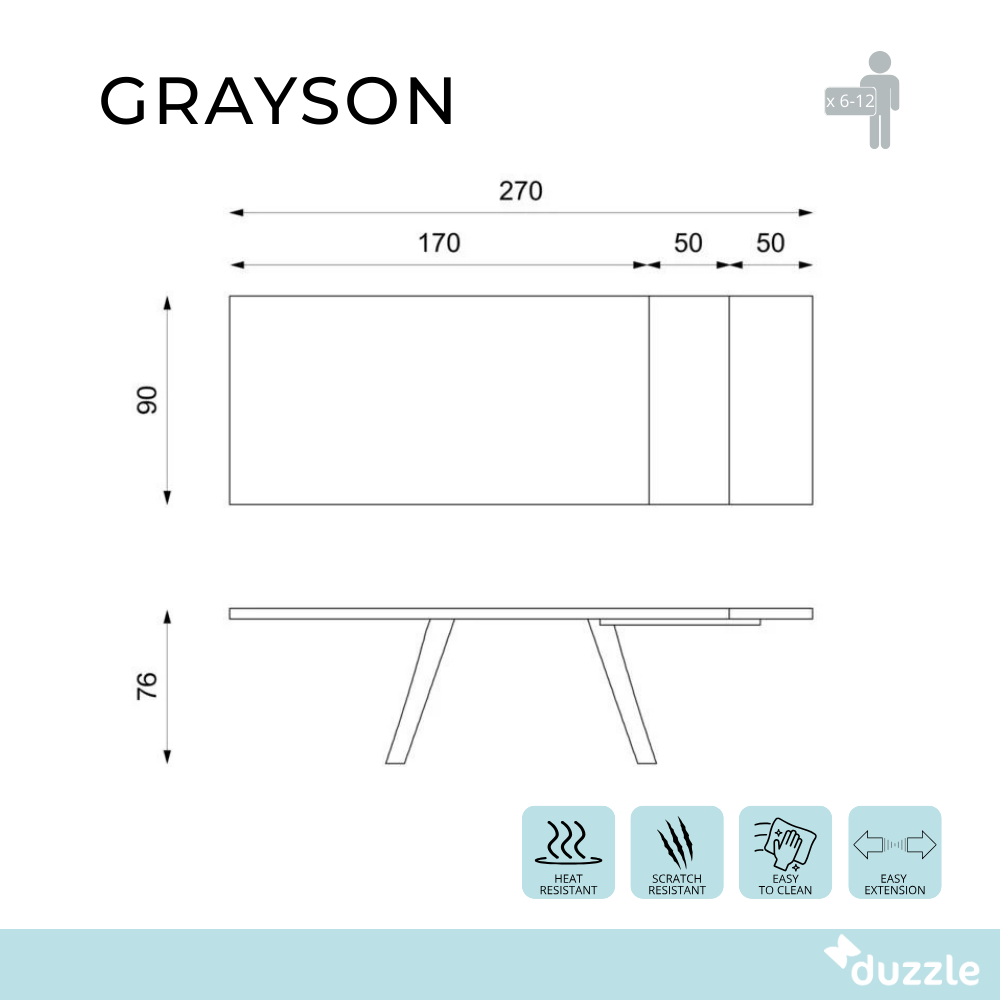 Grayson, Tavolo allungabile (90cm X 170/270cm H. 76cm)