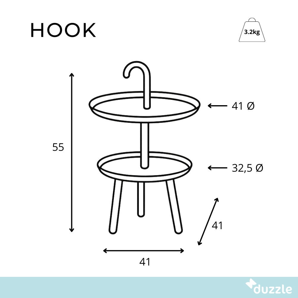 Hook, Tavolino da esterno (Ø.41cm X Ø.41cm H. 55cm)