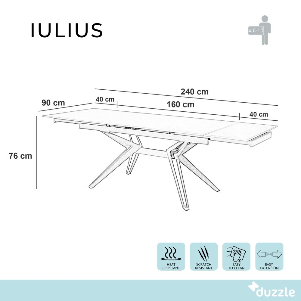 Iulius, Tavolo allungabile (90cm X 160/240 cmcm H. 76cm)