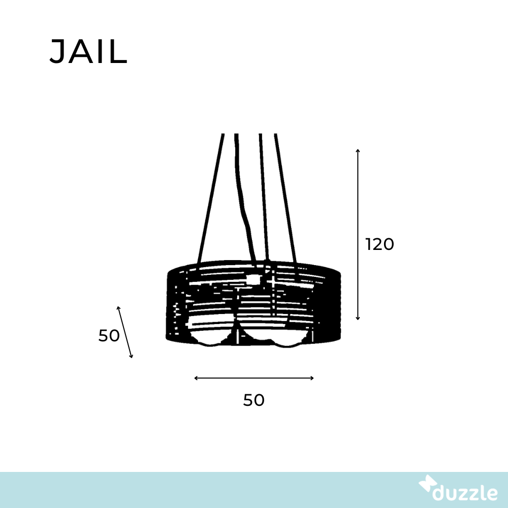 Jail, Lampada a sospensione (Ø.50cm X Ø.50cm H. 120cm)