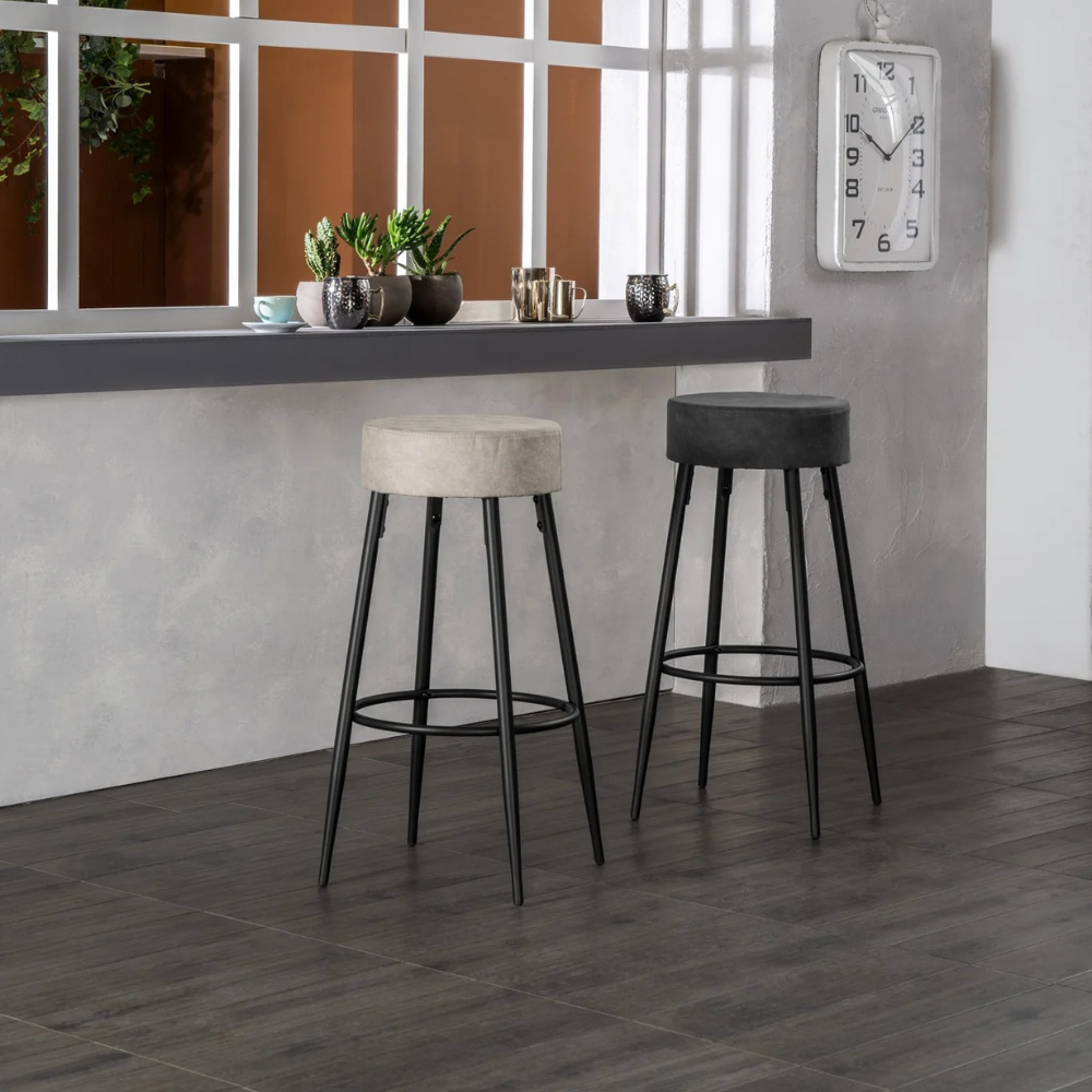 Kai, Set di 2 Sgabelli in microfibra (33cm X 33cm H. 77,5cm)