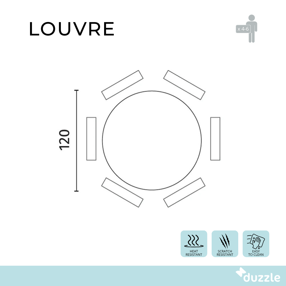 Louvre, Tavolo fisso (120cm X 120cm H. 75cm)