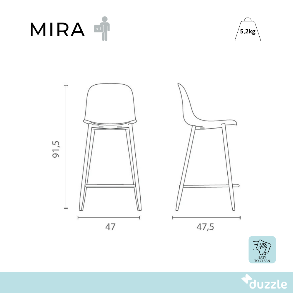 Mira Sgabello, Set di 4 Sgabelli in polipropilene (47.5cm X 47cm H. 91.5cm)