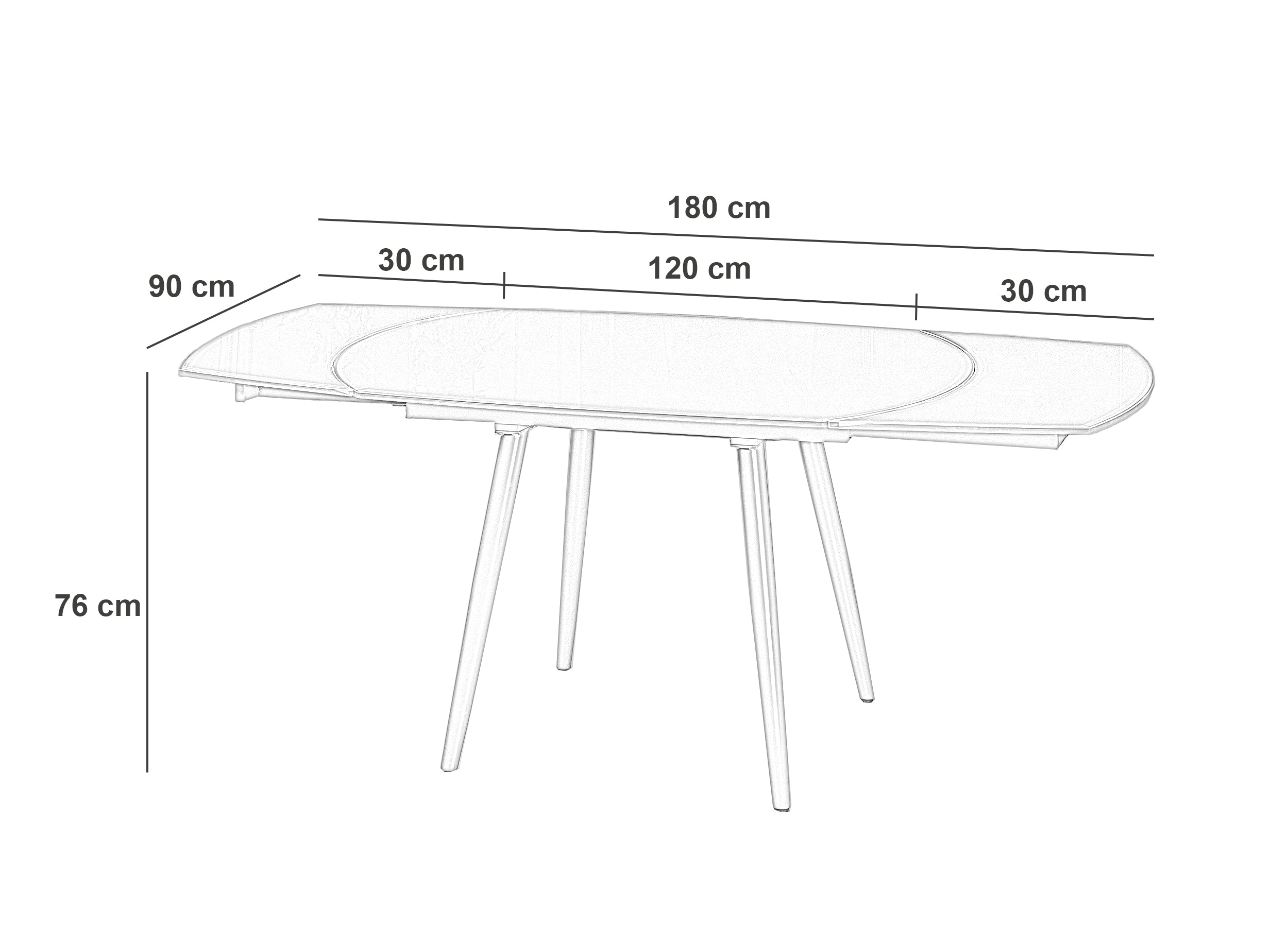 Ricky, Tavolo allungabile (90cm X 120/180cm H. 76cm)