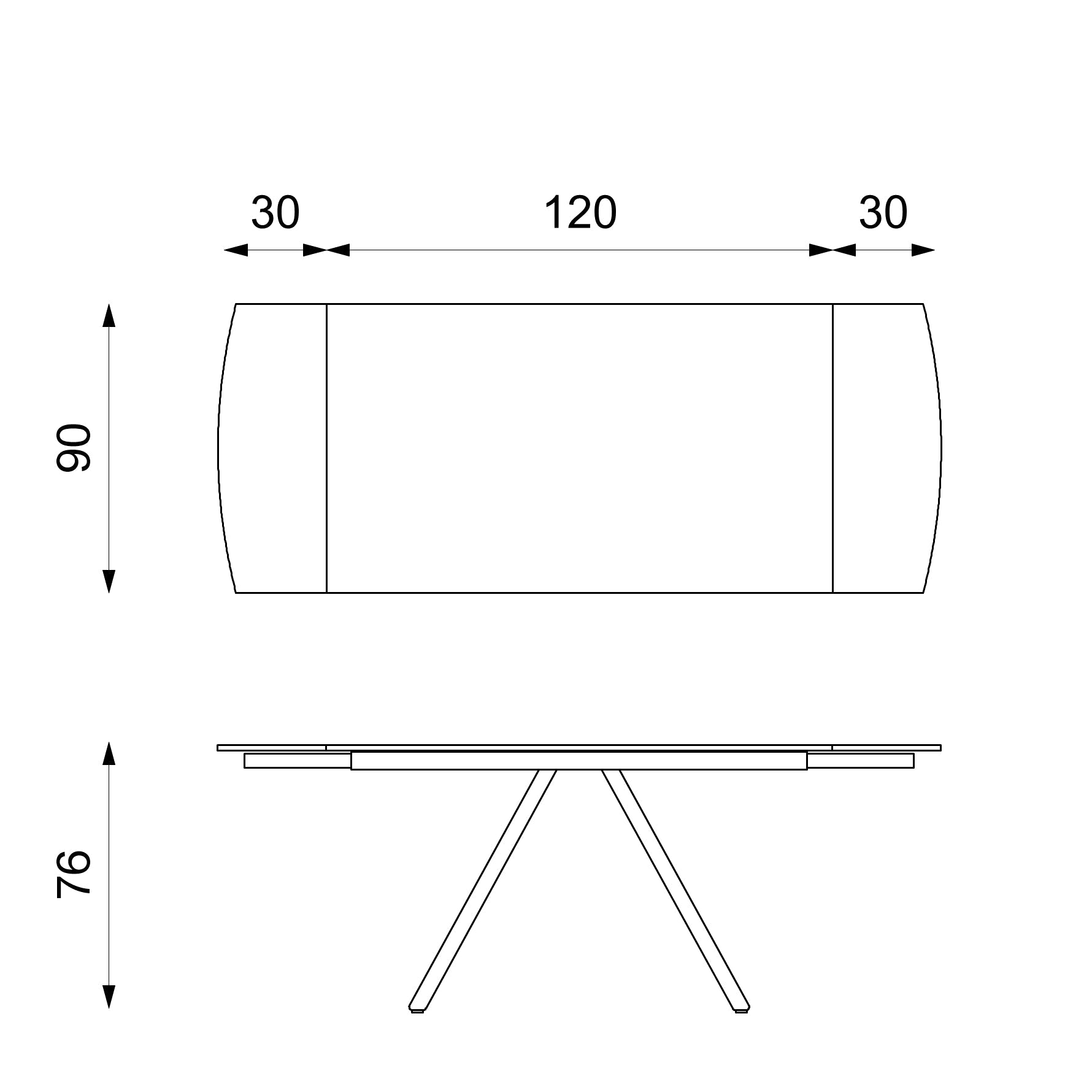 Maverick, Tavolo allungabile (90cm X 120/180cm H. 76cm)