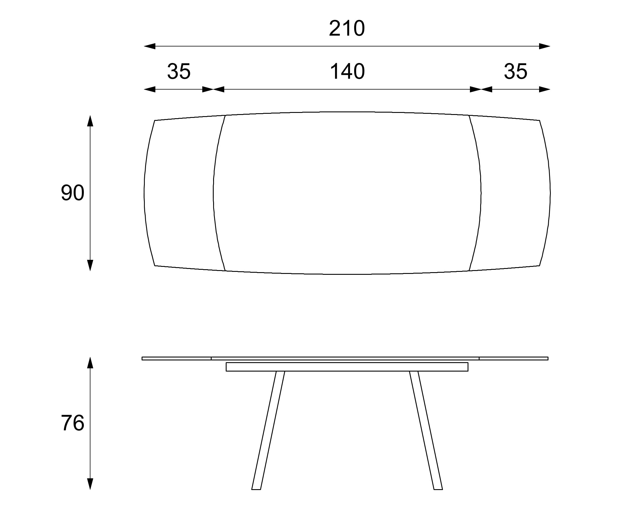 Blanco, Tavolo allungabile (90cm X 140/175/210cm H. 76cm)
