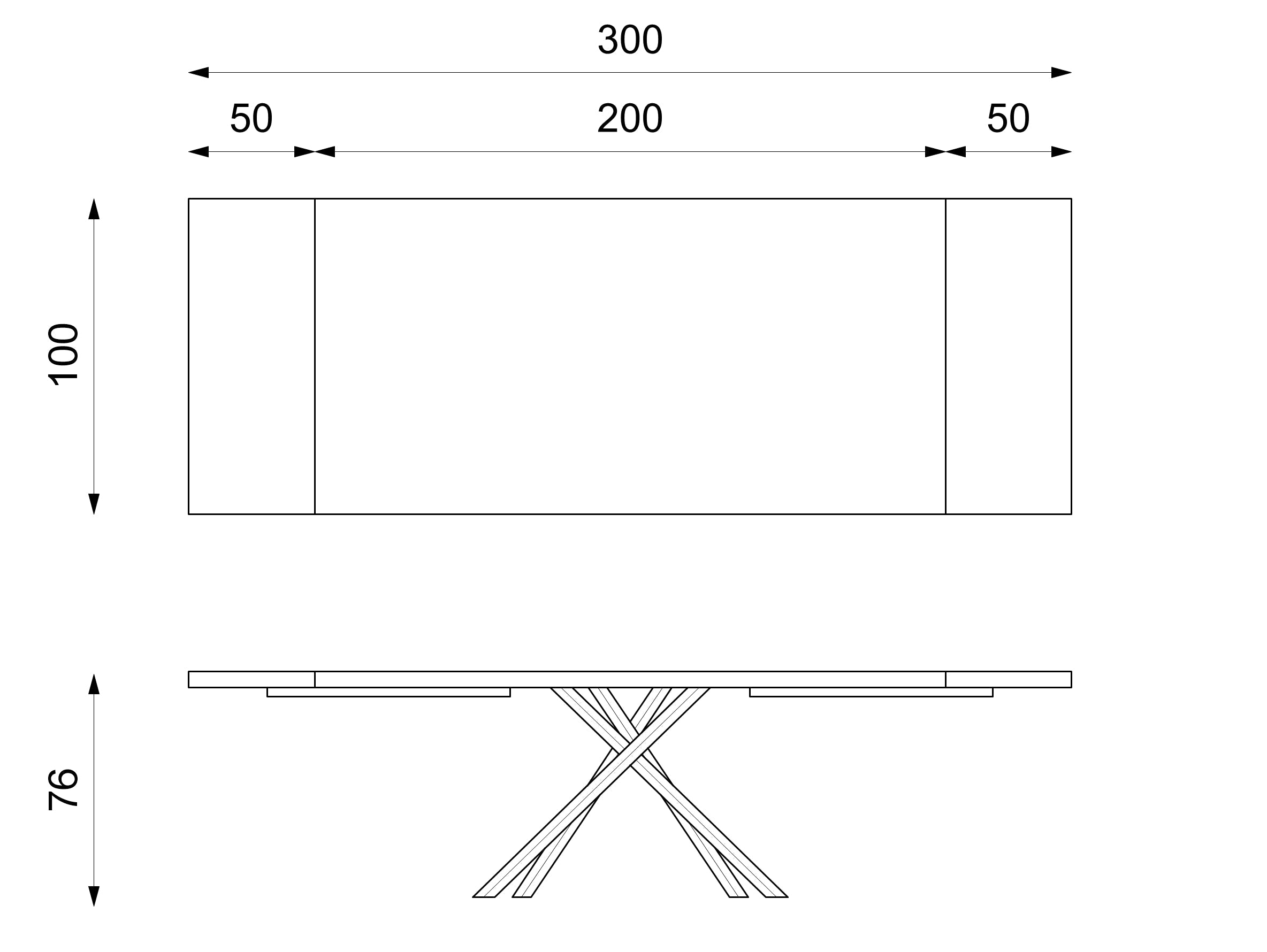 Blake, Tavolo allungabile (100cm X 200/300cm H. 76cm)