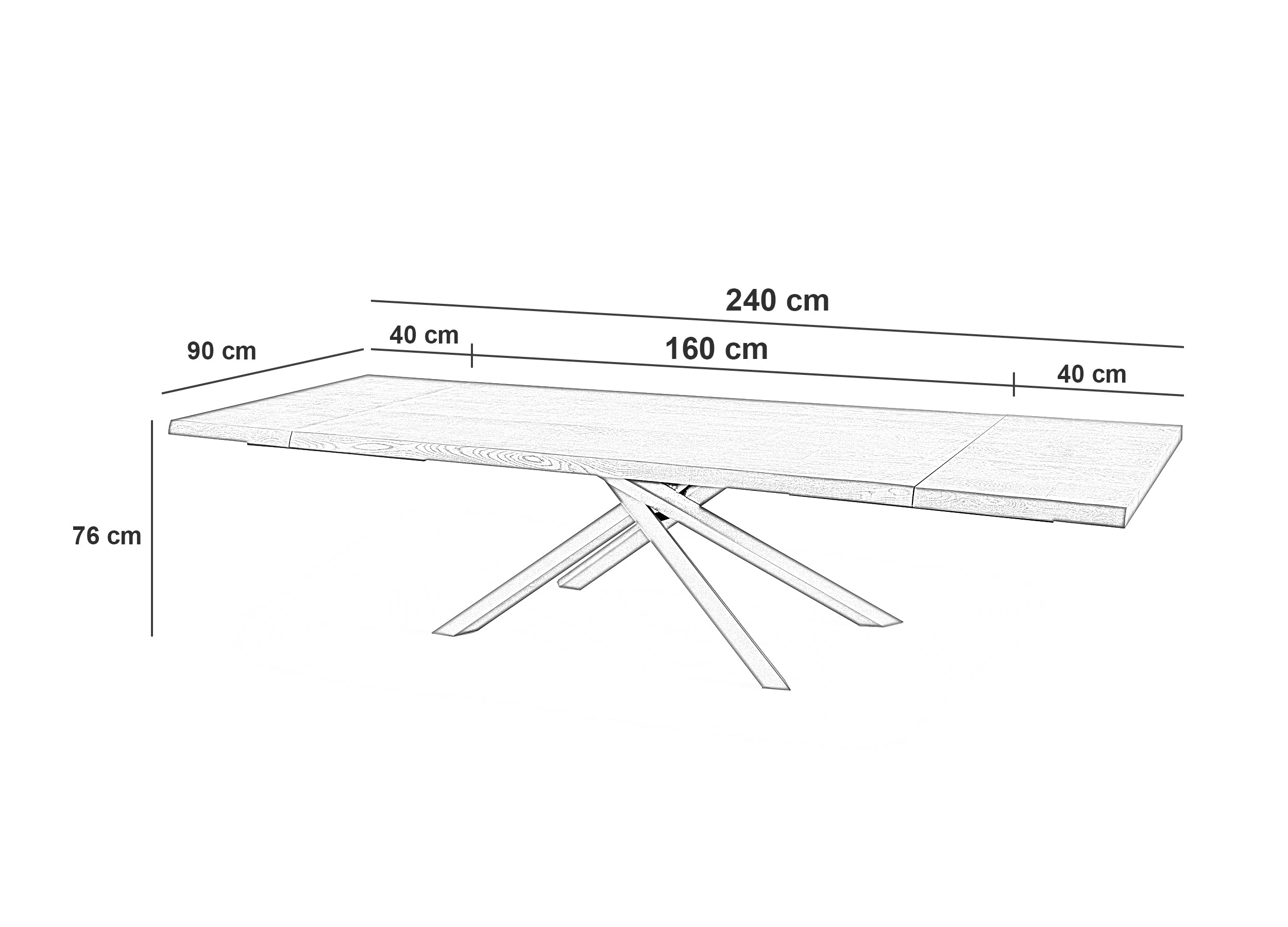 Blake, Tavolo allungabile (90cm X 160/240cm H. 76cm)