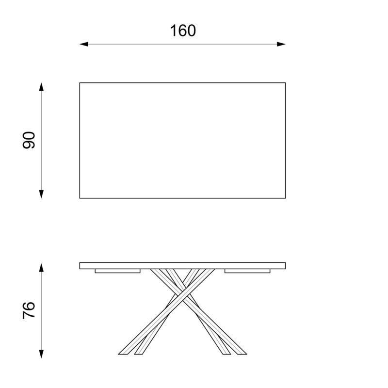Blake, Tavolo fisso (90cm X 160cm H. 76cm)
