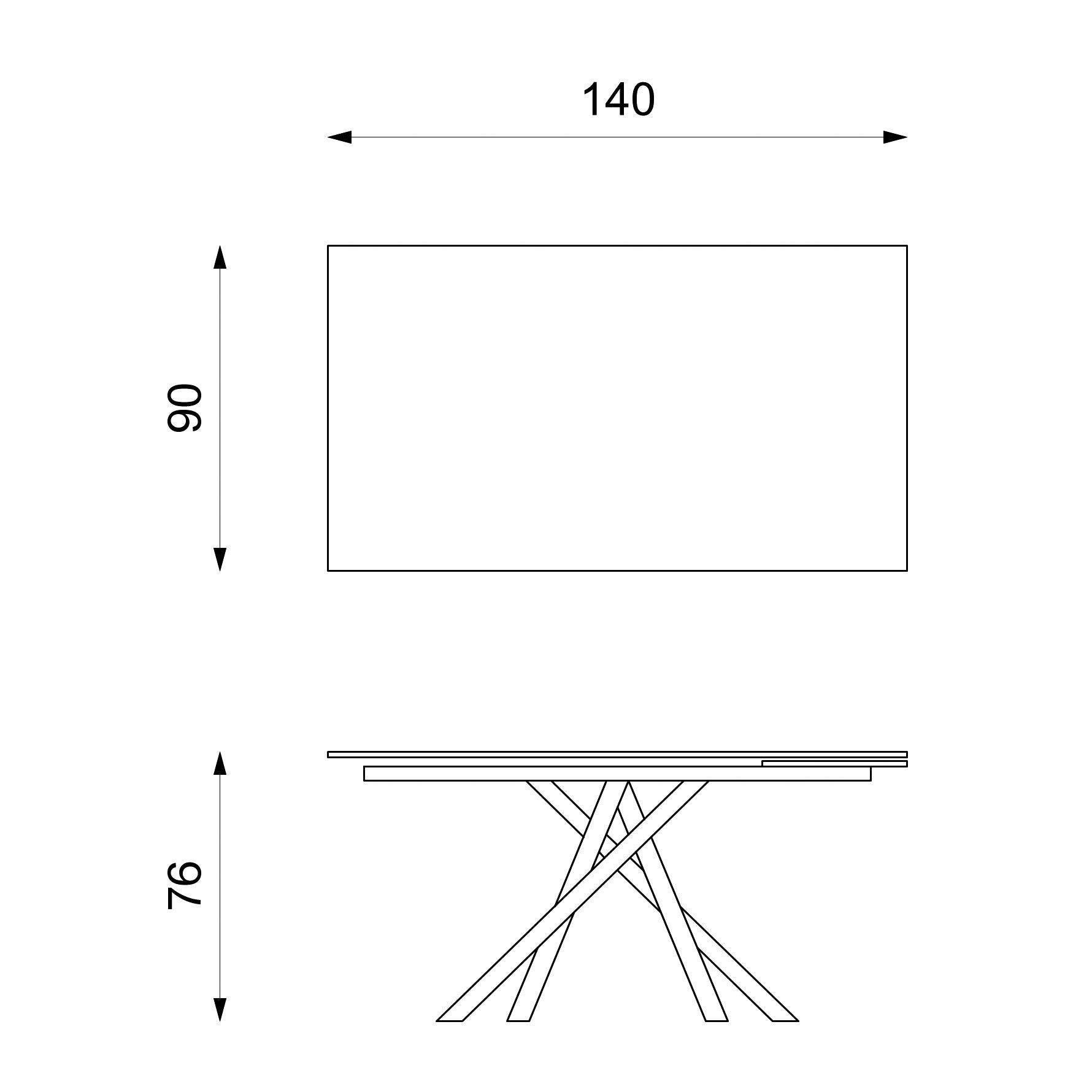 Pluto, Tavolo allungabile con top in melaminico (90cm X 140-190cm H. 76cm)