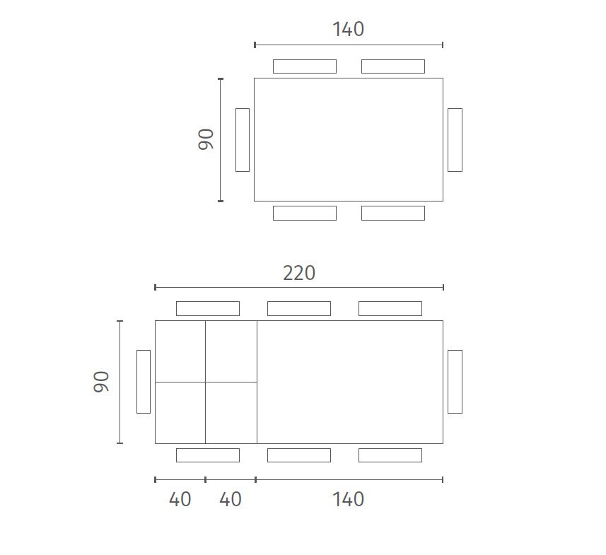 Linear, Tavolo allungabile (90cm X 140/220cm H. 75cm)