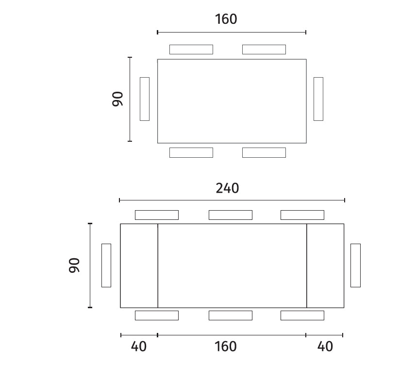 Mars, Tavolo allungabile (90cm X 160 / 240cm H. 76cm)