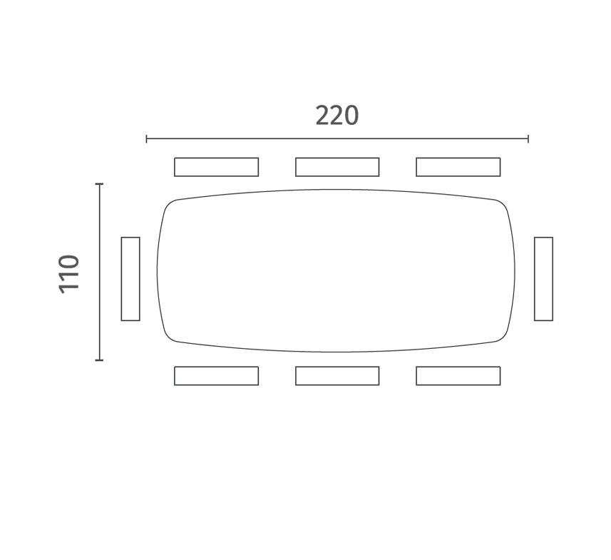 Orion, Tavolo fisso (110cm X 220cm H. 76cm)