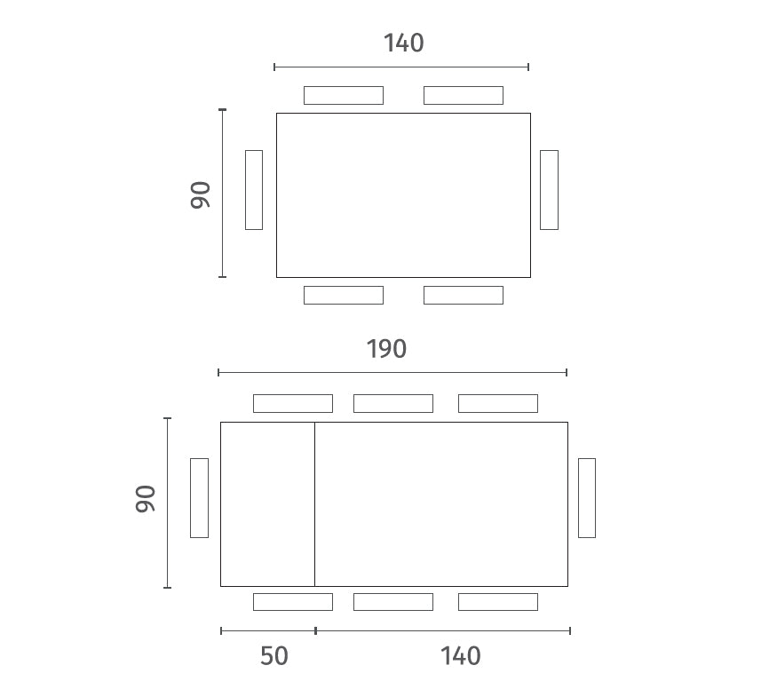Pluto, Tavolo allungabile con top in melaminico (90cm X 140-190cm H. 76cm)