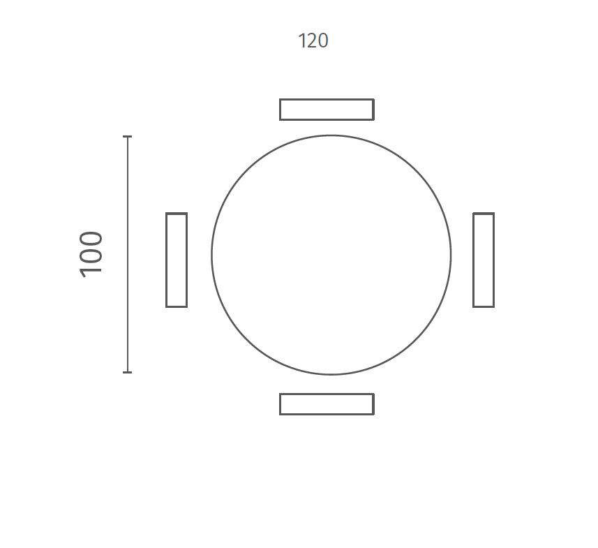 Circe, Tavolo fisso con top in ceramica (100cm X 100cm H. 76cm)