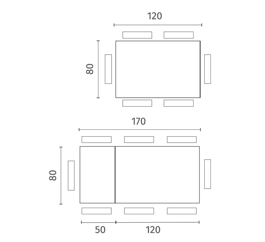 Function, Tavolo allungabile con top in vetro (80cm X 120-170cm H. 75cm)