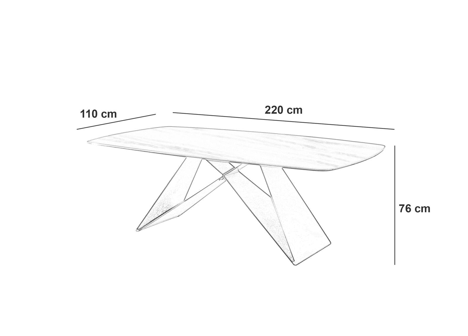 Orion, Tavolo fisso (110cm X 220cm H. 76cm)