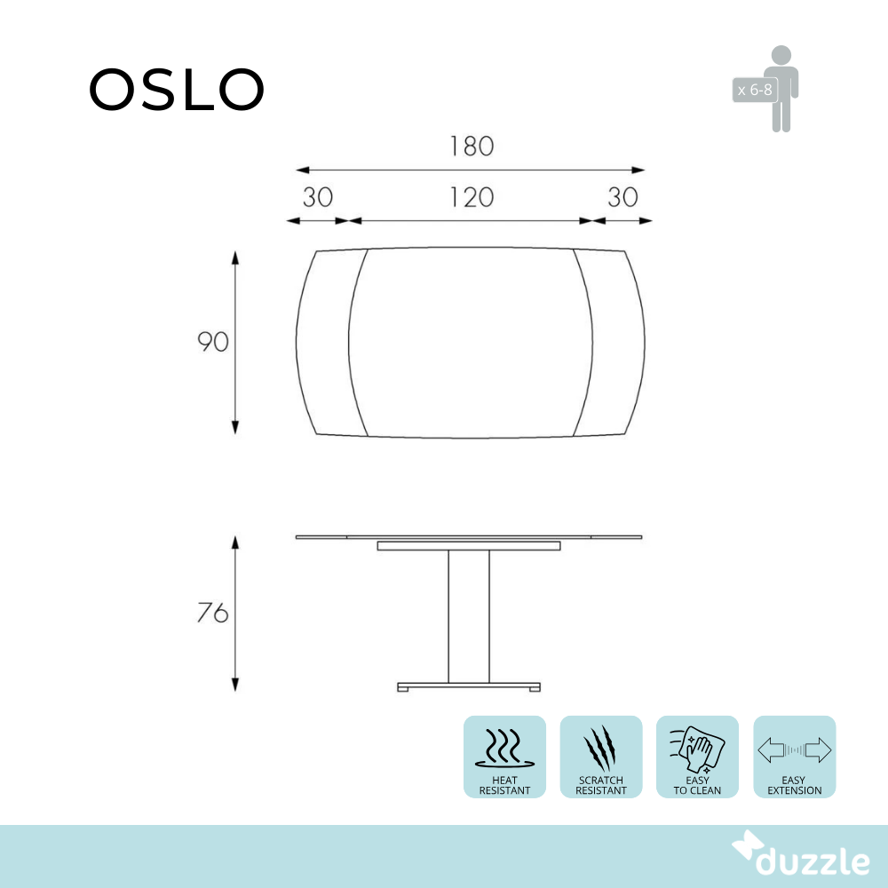 Oslo, Tavolo allungabile (90cm X 120/180cm H. 76cm)