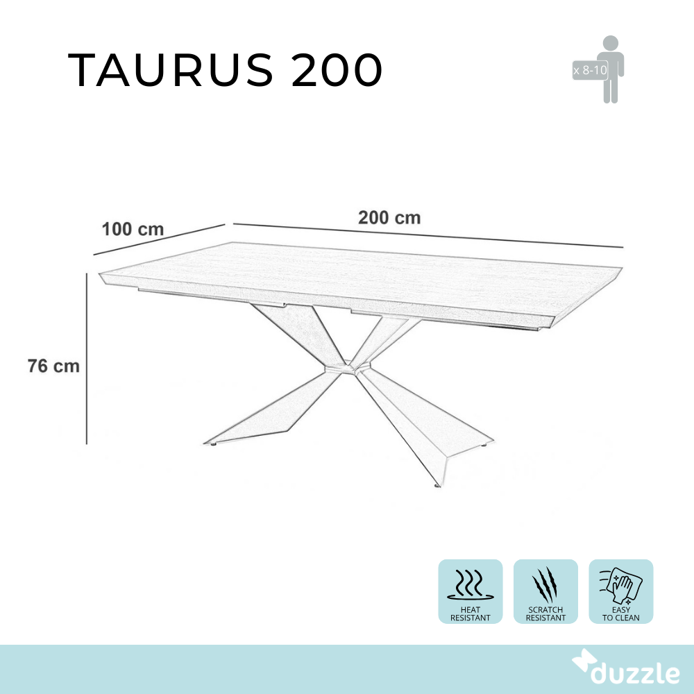 Taurus, Tavolo fisso (100cm X 200cm H. 76cm)