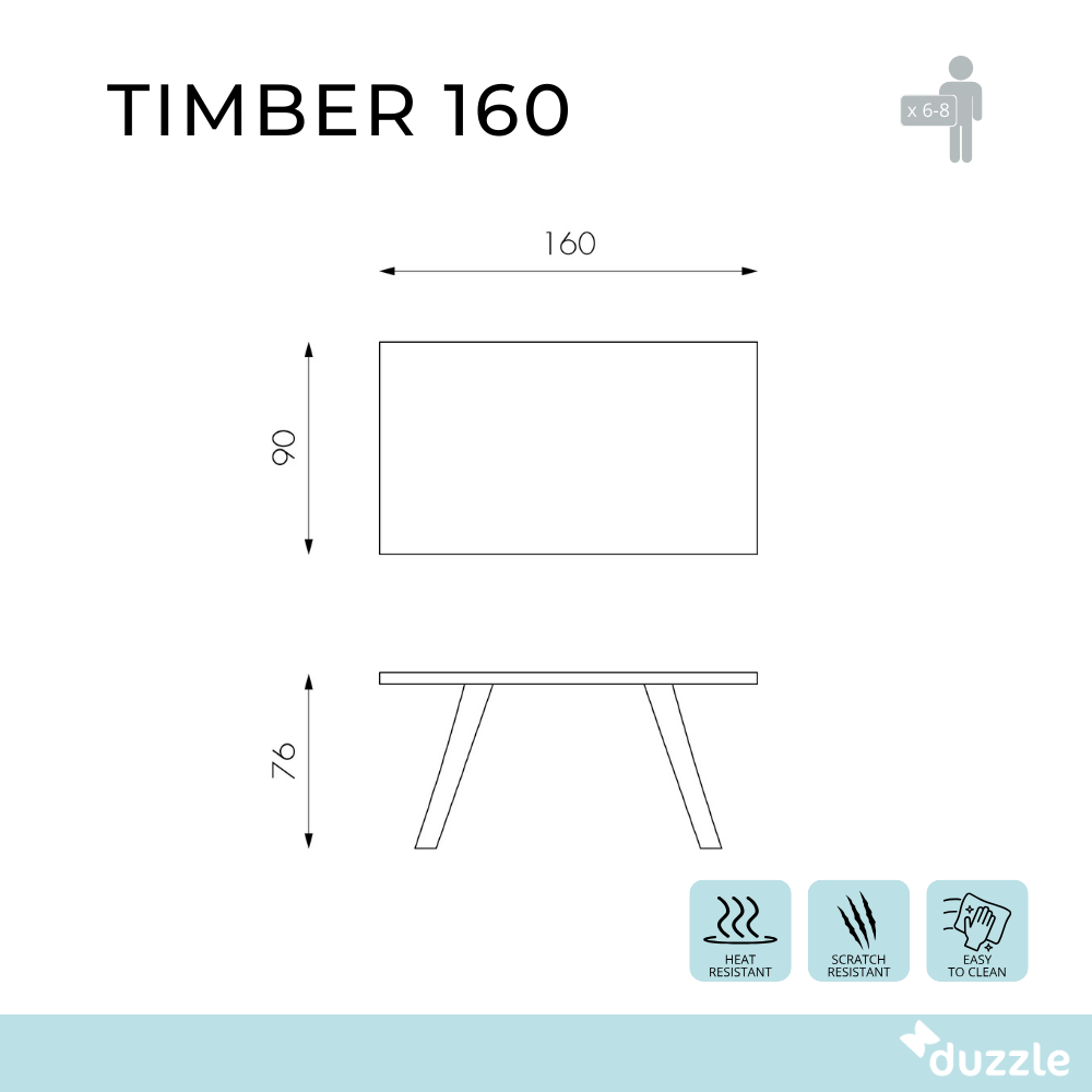 Timber, Tavolo fisso (90cm X 160cm H. 76cm) Made in Italy