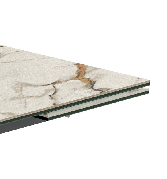 Axis, Tavolo allungabile con top in ceramica su vetro (90cm X 160-240cm H. 76cm)