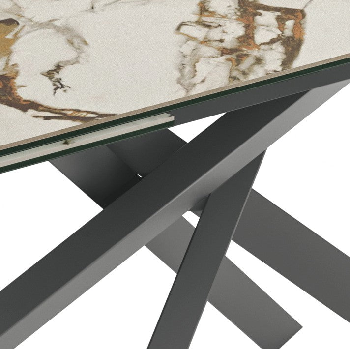 Axis, Tavolo allungabile con top in ceramica su vetro (90cm X 160-240cm H. 76cm)