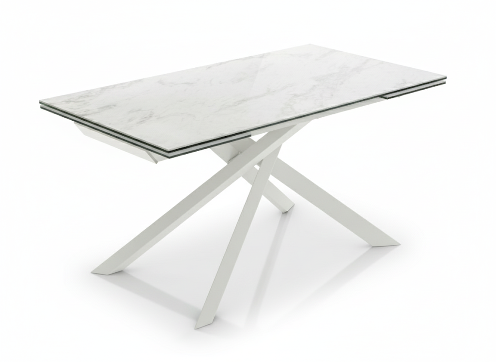 Axis, Tavolo allungabile con top in ceramica su vetro (90cm X 160-240cm H. 76cm)