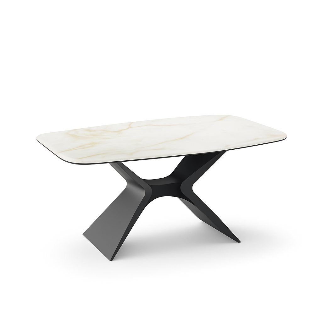 Halo, Tavolo fisso con top in ceramica su vetro (110cm X 220cm H. 75cm)