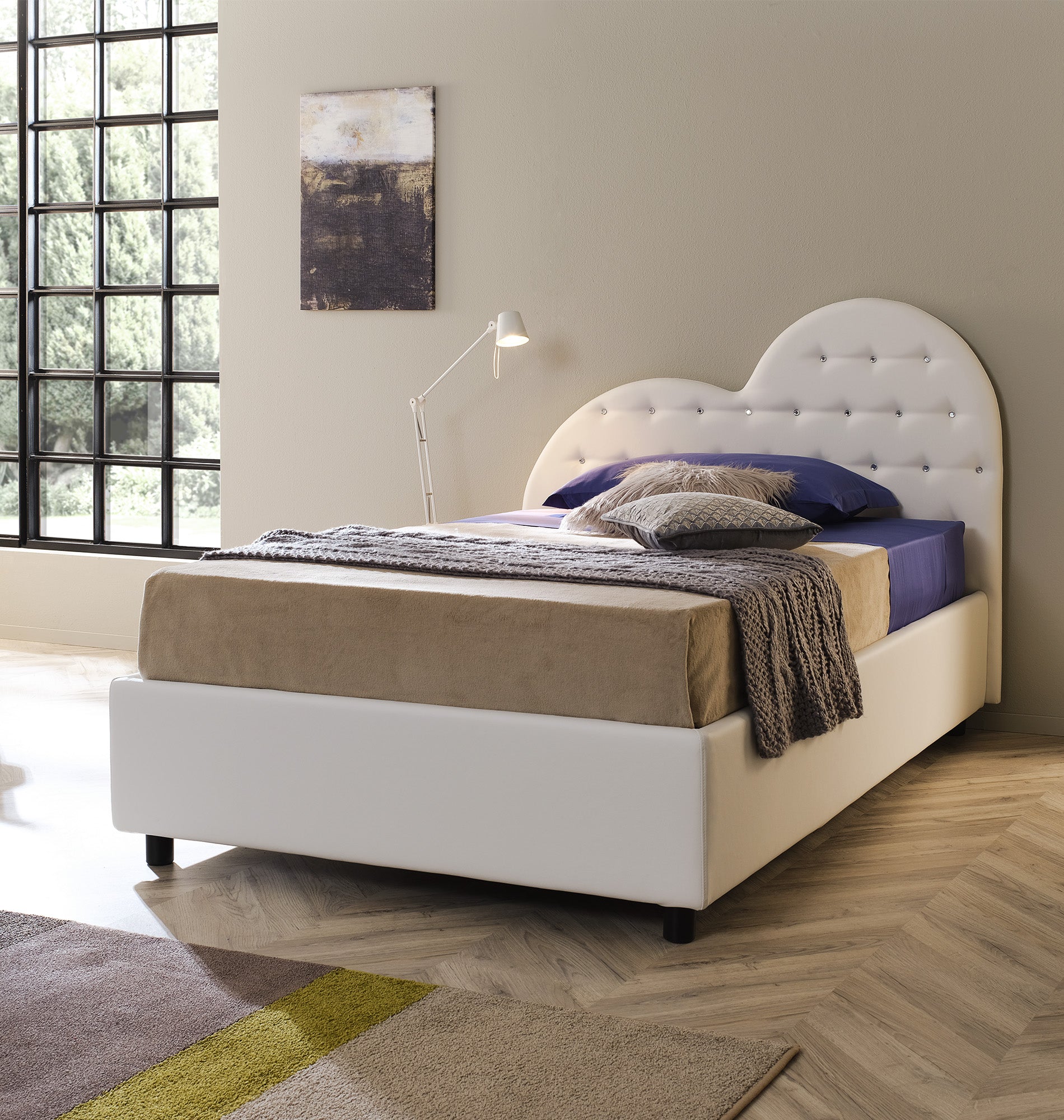 Valentina, Letto a una piazza e mezza con testiera a cuore (136cm X 21