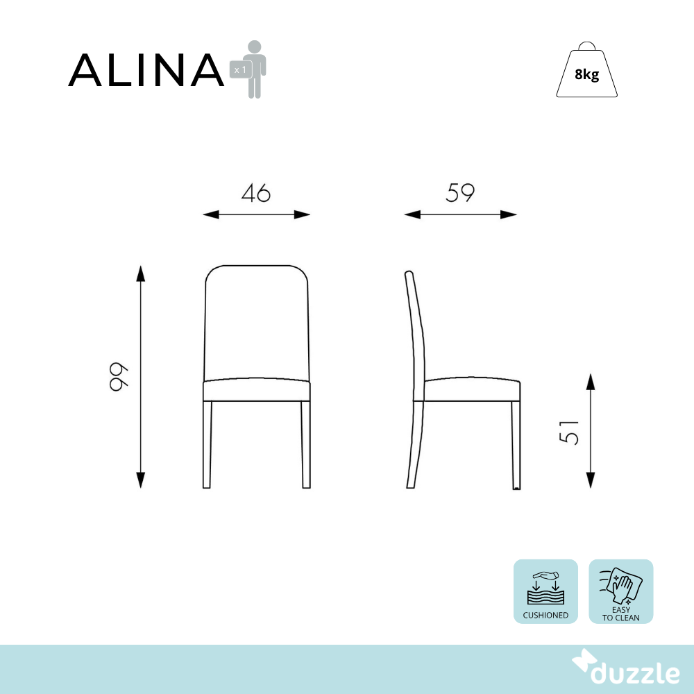 Alina, Set di 2 Sedie in similpelle (59cm X 46cm H. 99cm)